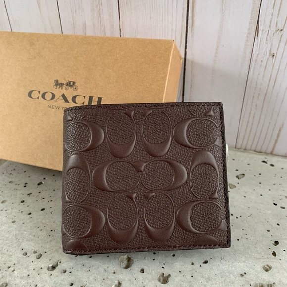 NWT COACH COMPACT ID WALLET CROSSGRAIN LEATHER - Picture 1 of 6